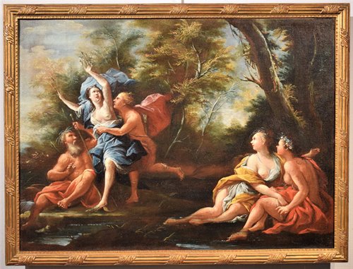 Pair of Mythological Scenes  1) "Apollo and Daphne"